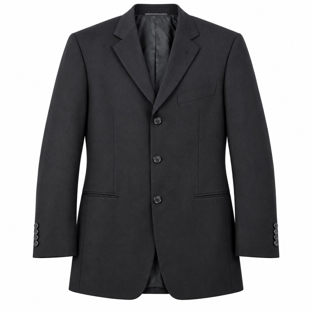 Hugo Boss Einstein Sigma Suit Jacket Mens 38R Black Wool 3 Button Made in USA